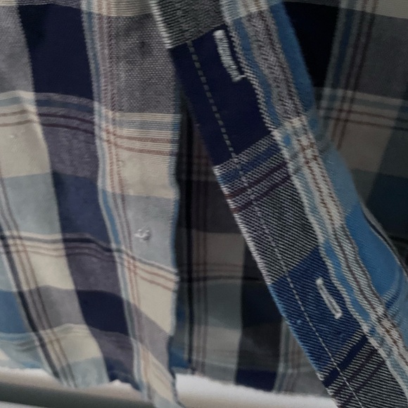 Dickies Button Up Vintage Work Shirt Plaid Blue and Brown Vintage Dickies - Picture 3 of 9